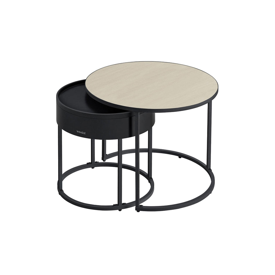 Runt soffbordsset om 2 – Vintage Brun och Ink Black