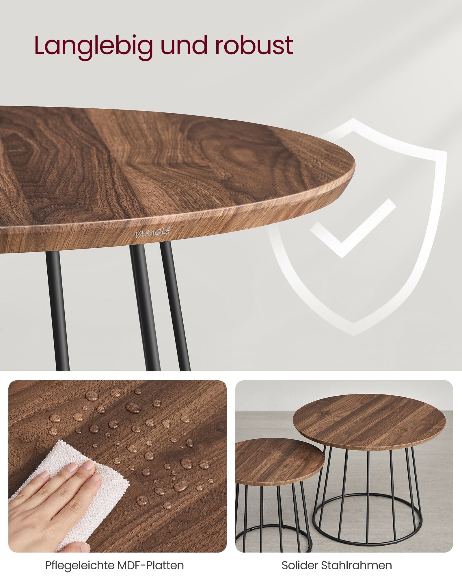 Soffbordsset – Stålstomme – Naturlig valnötsfärg