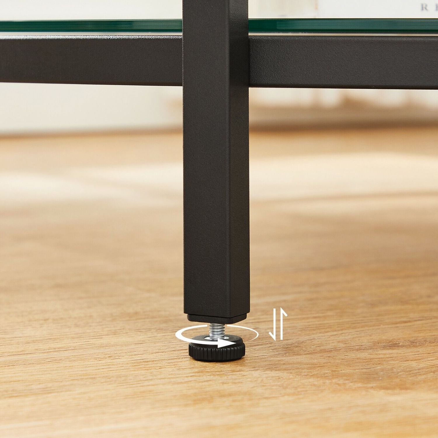 Soffbord – 2 hyllor – Vit marmorlook med svart ram