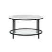 Soffbord – 2 hyllor – Vit marmorlook med svart ram