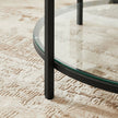 Soffbord – 2 hyllor – Vit marmorlook med svart ram