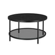 Soffbord – 2 hyllor – Vit marmorlook med svart ram
