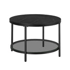Coffee Table-2 nivåer-glas-plåt-marmor svart-bläck svart