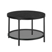 Soffbord – 2 plan – glasskiva – svart marmor