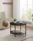Soffbord – 2 plan – glasskiva – svart marmor