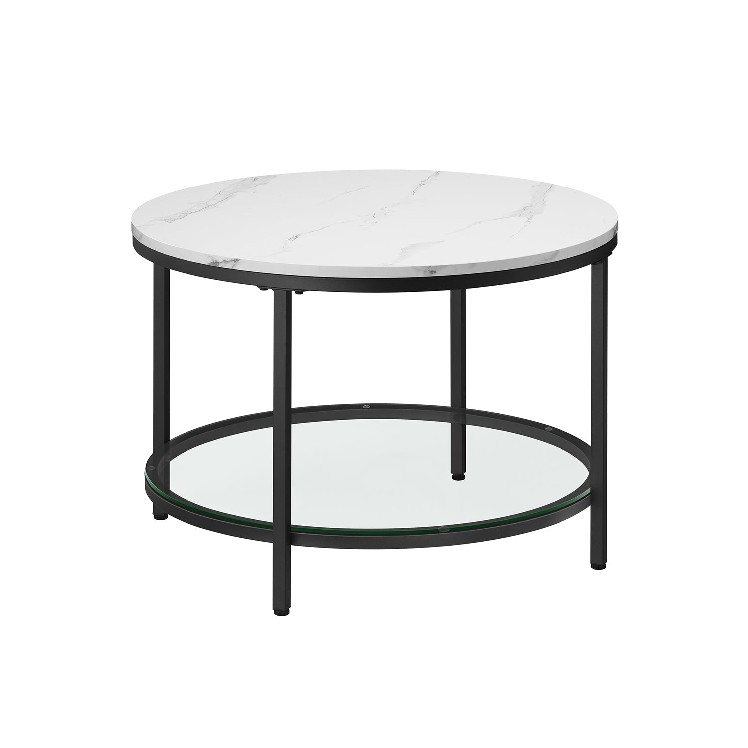 Soffbord – 2 plan – glasskiva – svart marmor