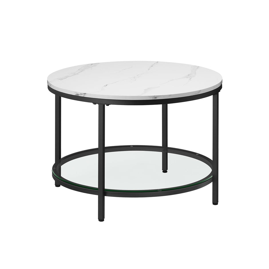 Soffbord – 2 plan – glasskiva – svart marmor