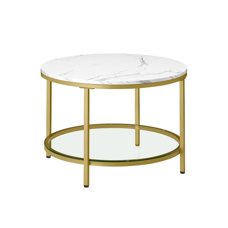 Soffbord – 2 plan – glasskiva – svart marmor
