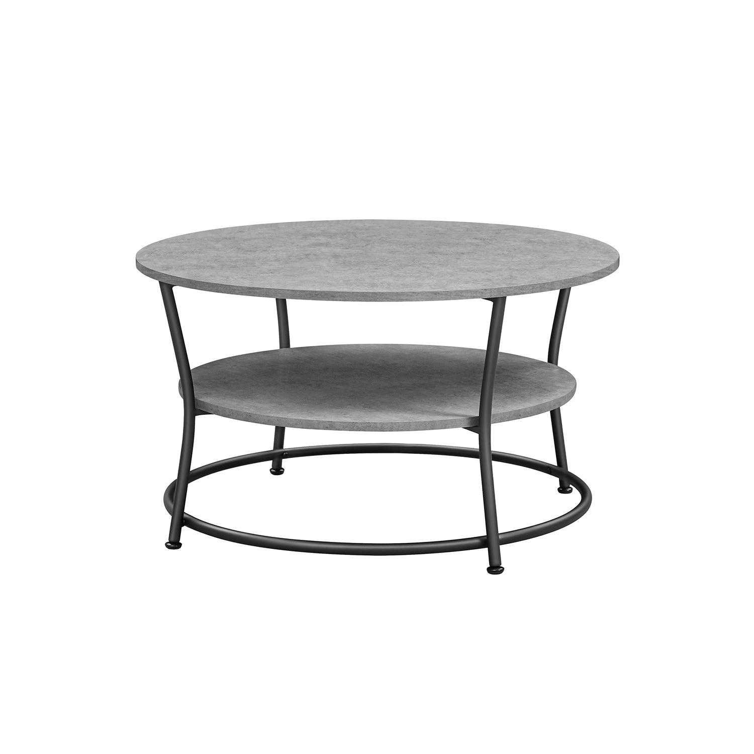 Soffbord – Runt sidobord med 2 hyllplan – Vintage brun