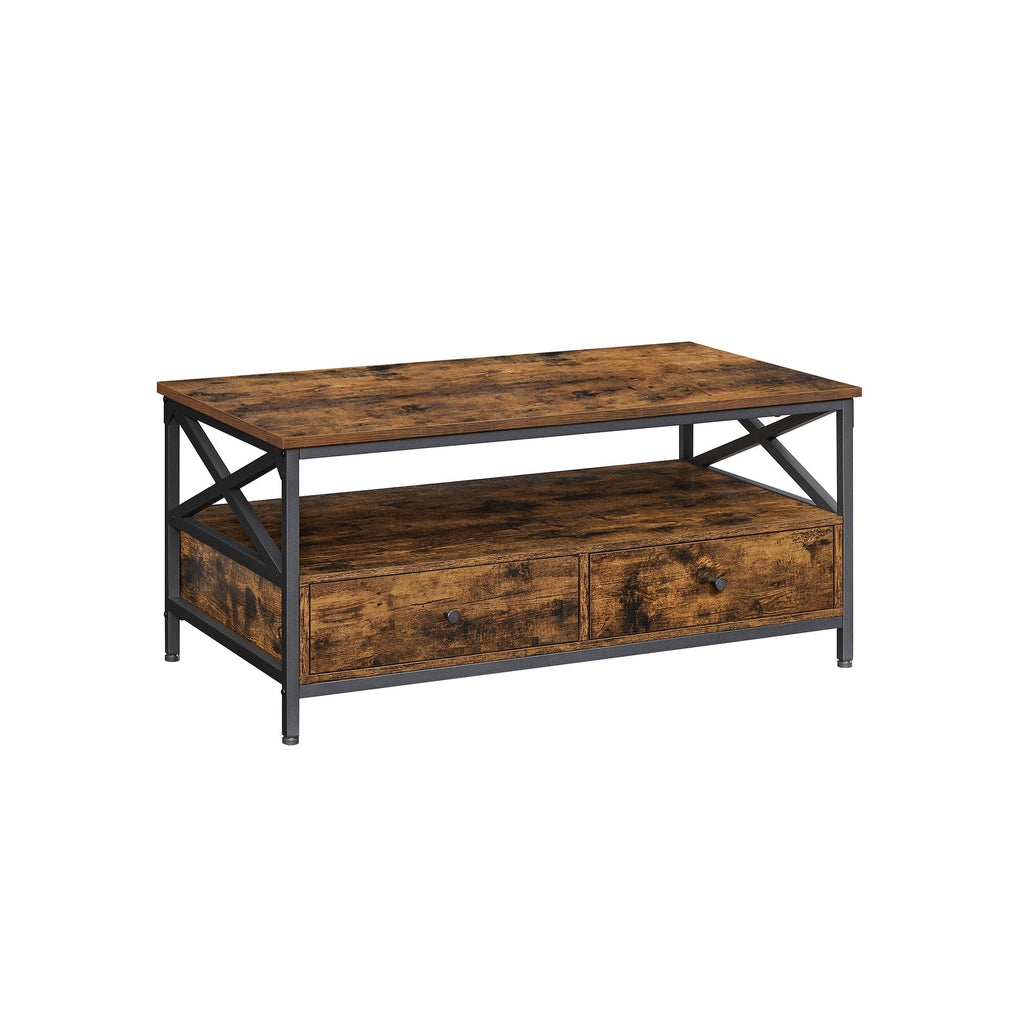 Soffbord - vardagsrumsbord - med 2 lådor - 100 x 55 x 45 cm - brunt