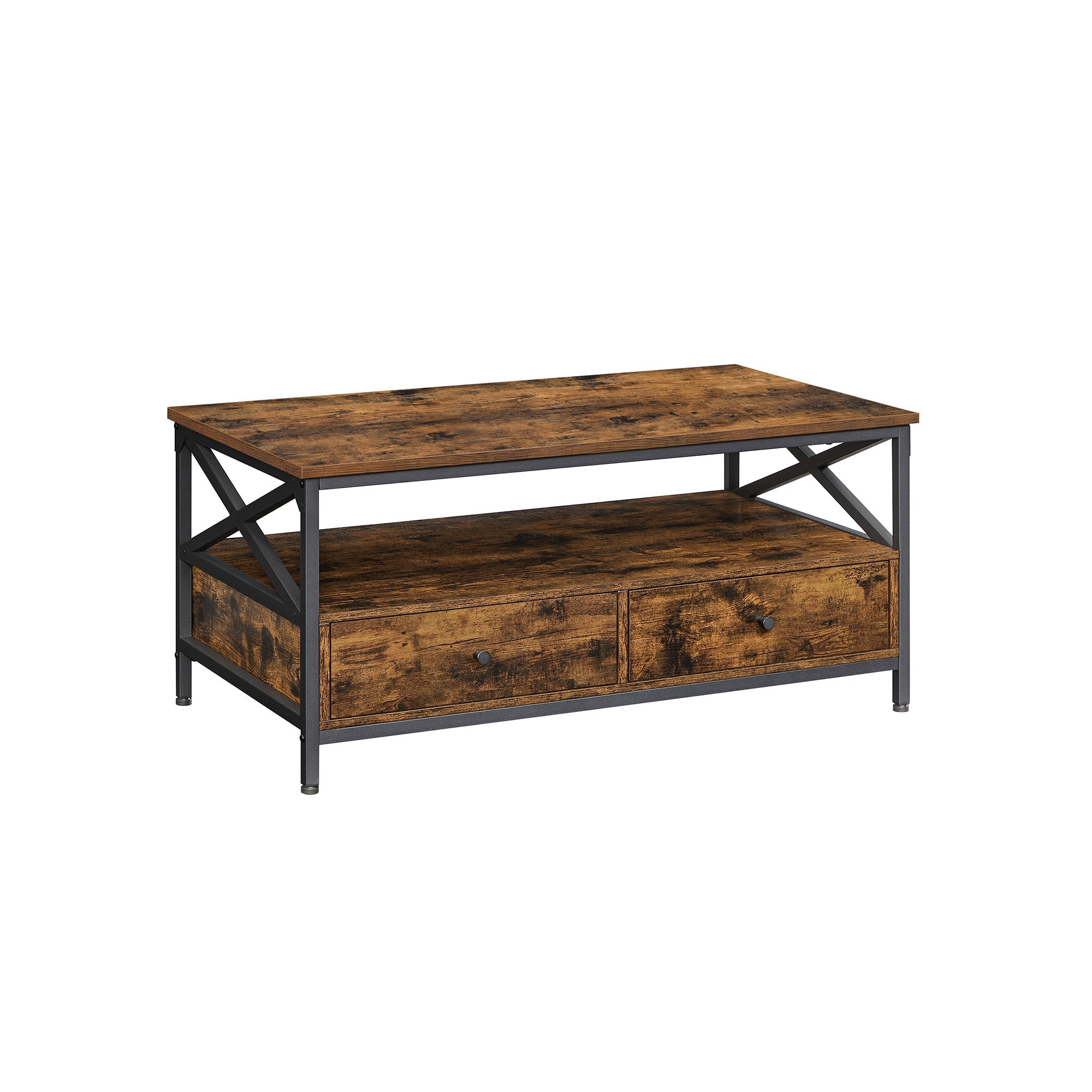 Soffbord – Med 2 lådor – Vintage brun-svart