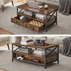 Soffbord - vardagsrumsbord - med 2 lådor - 100 x 55 x 45 cm - brunt