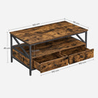 Soffbord - vardagsrumsbord - med 2 lådor - 100 x 55 x 45 cm - brunt