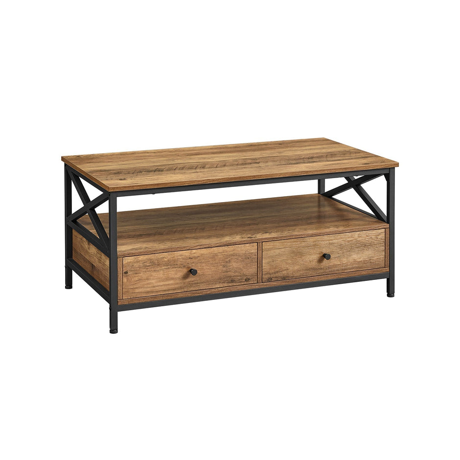Soffbord – Med 2 lådor – Vintage brun-svart