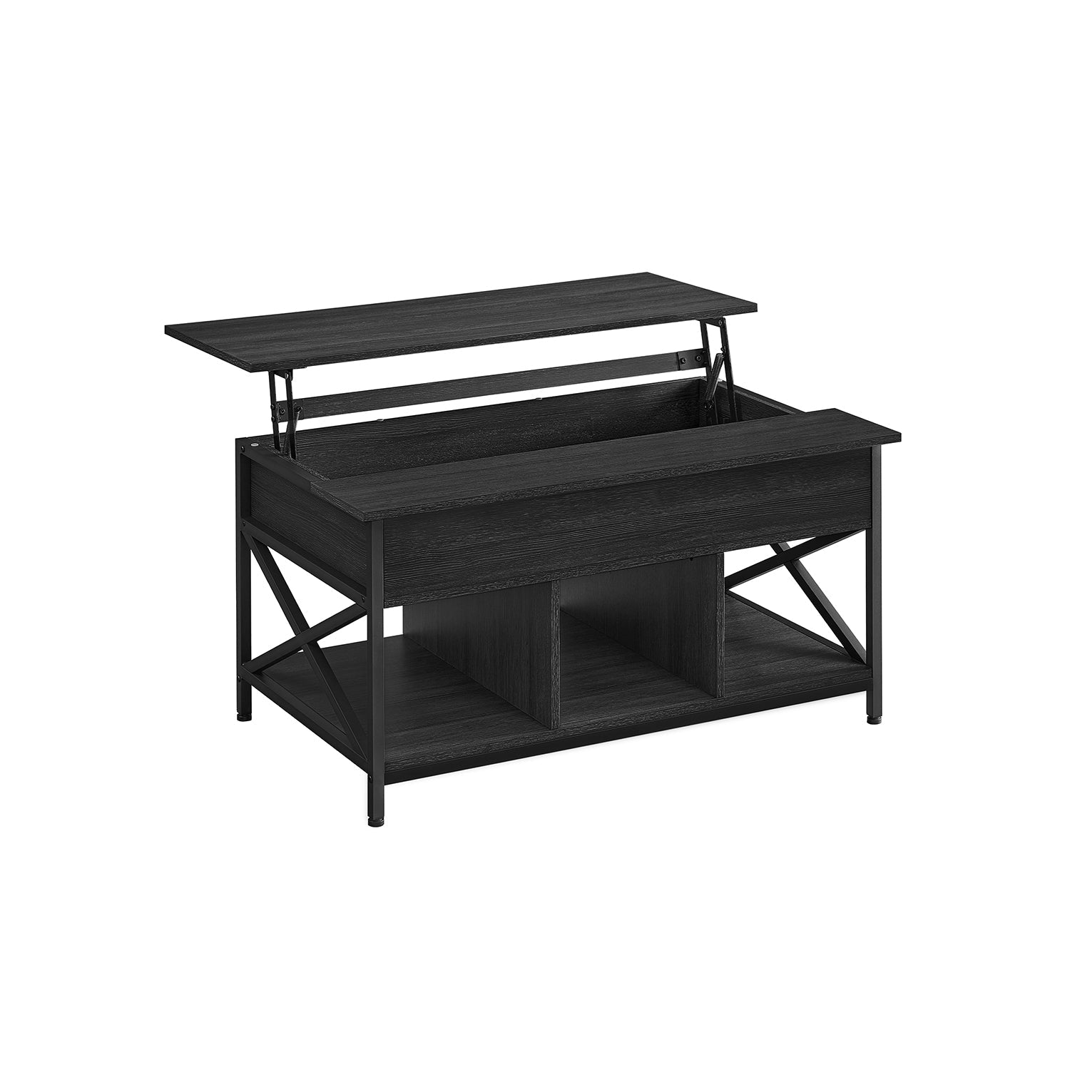 Soffbord - vardagsrumsbord - med doldt förvaringsutrymme - vintage brun -svart