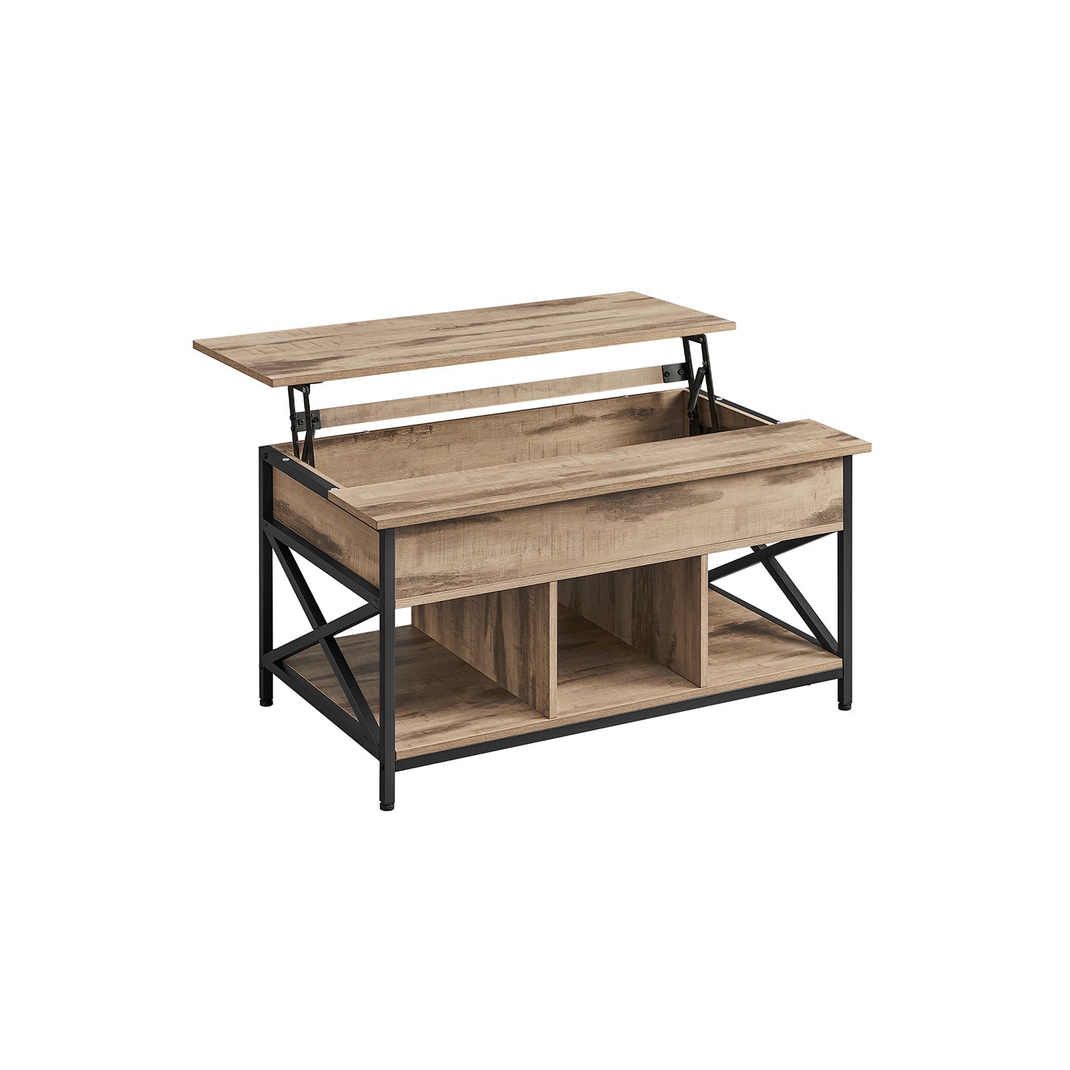 Soffbord - vardagsrumsbord - med doldt förvaringsutrymme - vintage brun -svart