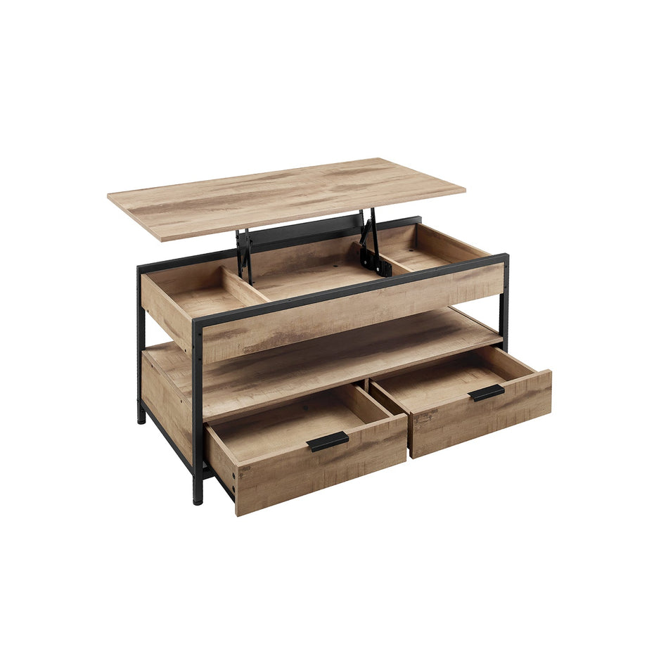 Soffbord – med lådor – vintage brunt och bläcksvart