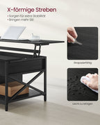 Soffbord med dold förvaring utrymme-justerbar-antracit grå-svart