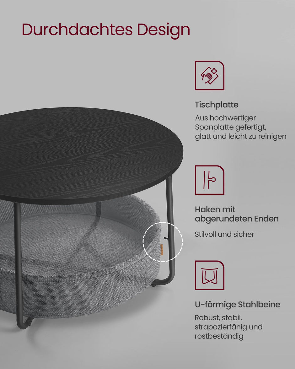 Soffbord med förvaringsväska – Snygg design – Bläcksvart och skiffergrå
