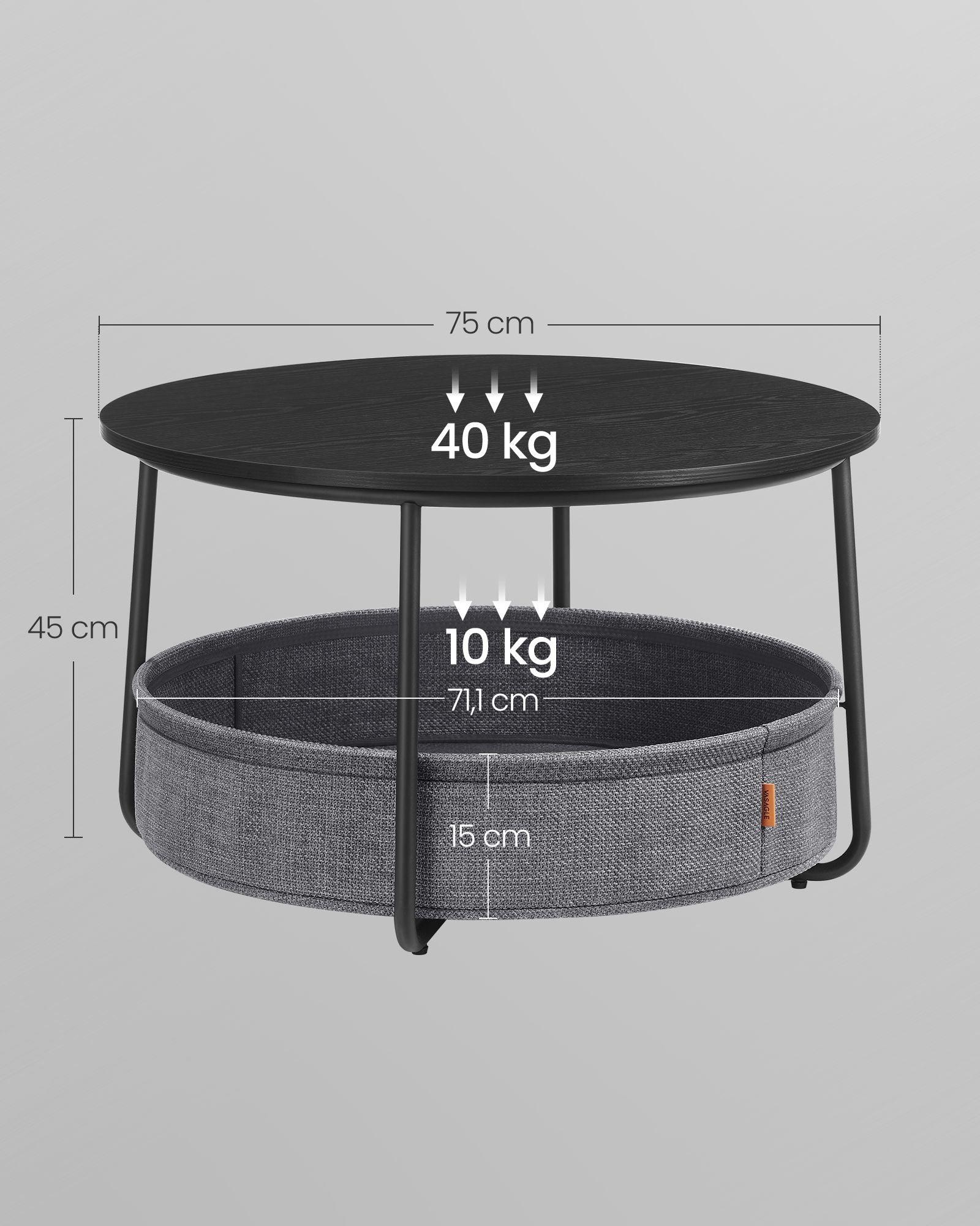Soffbord med förvaringsväska – Snygg design – Bläcksvart och skiffergrå