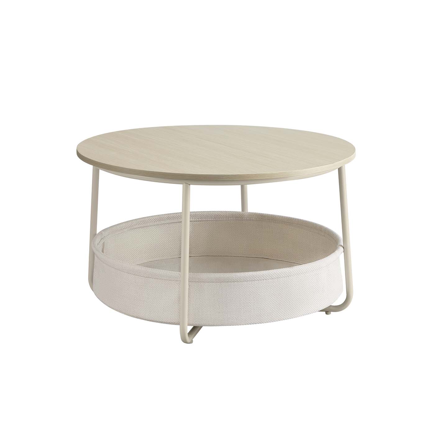 Soffbord med korg gjord av bläck -svart och leigrijze -tyg