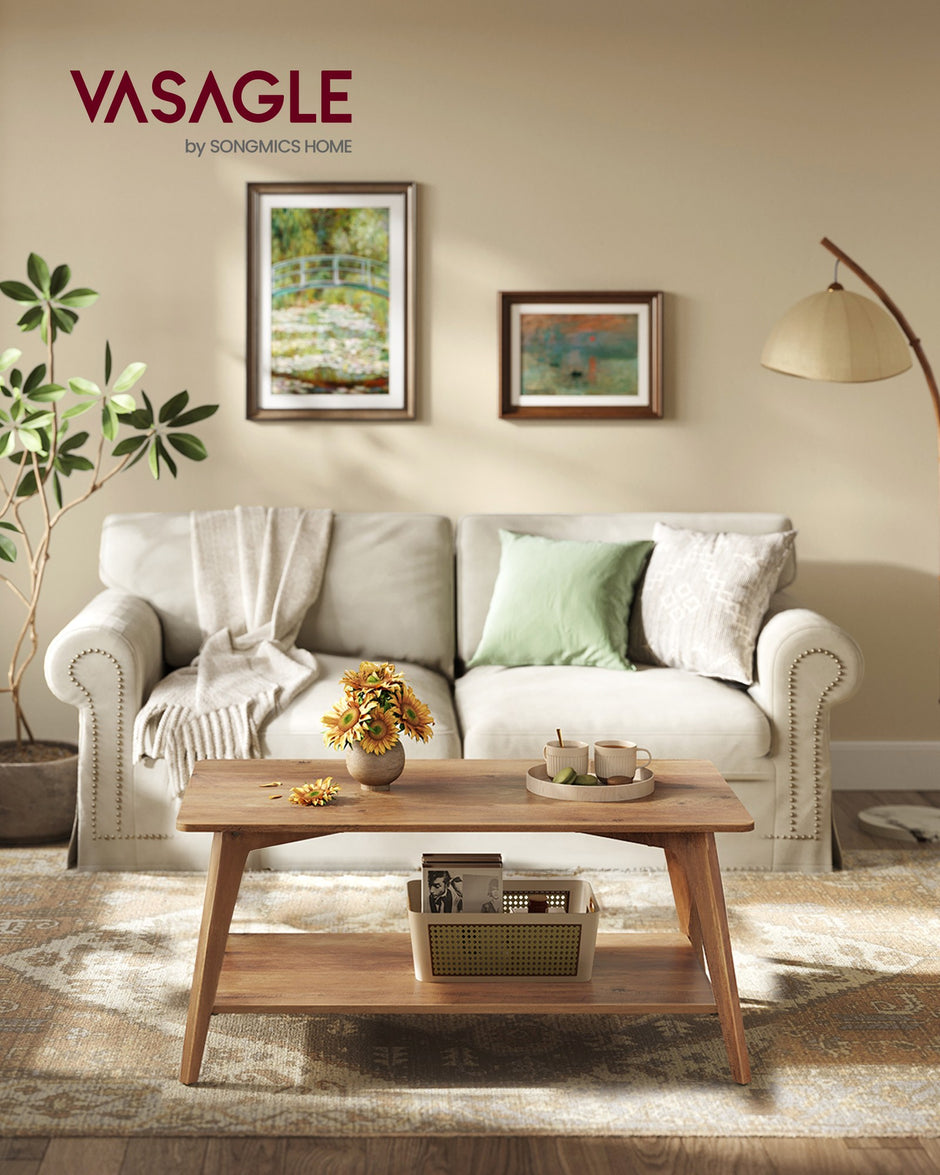 Salontafel - Rond - 2 Niveaus - 100 x 55 cm - Aardbruin