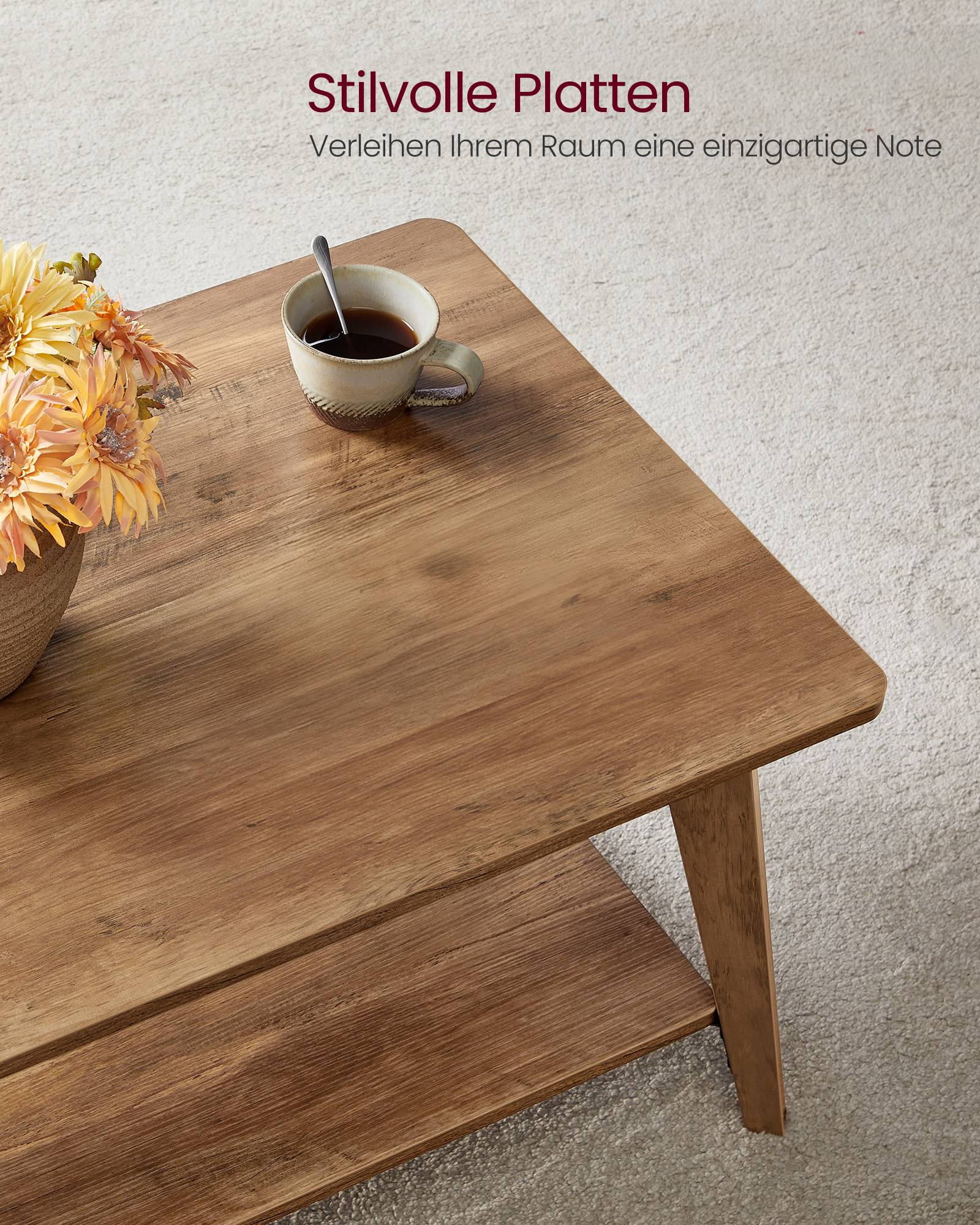 Salontafel - 100 x 55 x 45 cm - 2 planken - aardbruin