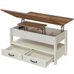 Salontafel - In Hoogte Verstelbaar - Gasveer - 2 Lades - Bruin-Wit