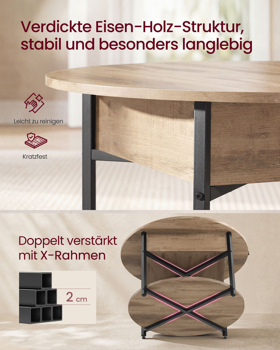 Salontafel - In Hoogte Verstelbaar met Verborgen Stauraum - Kamelbruin en inktzwart - 80 x 45 cm