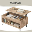 Salontafel - In Hoogte Verstelbaar - Verborgen Opbergvak - Kameelbruin-Zwart