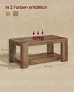 Salontafel – Met Onderplank en Dik Tafelblad – Mid-Century – 100 x 55 cm – Honingbruin