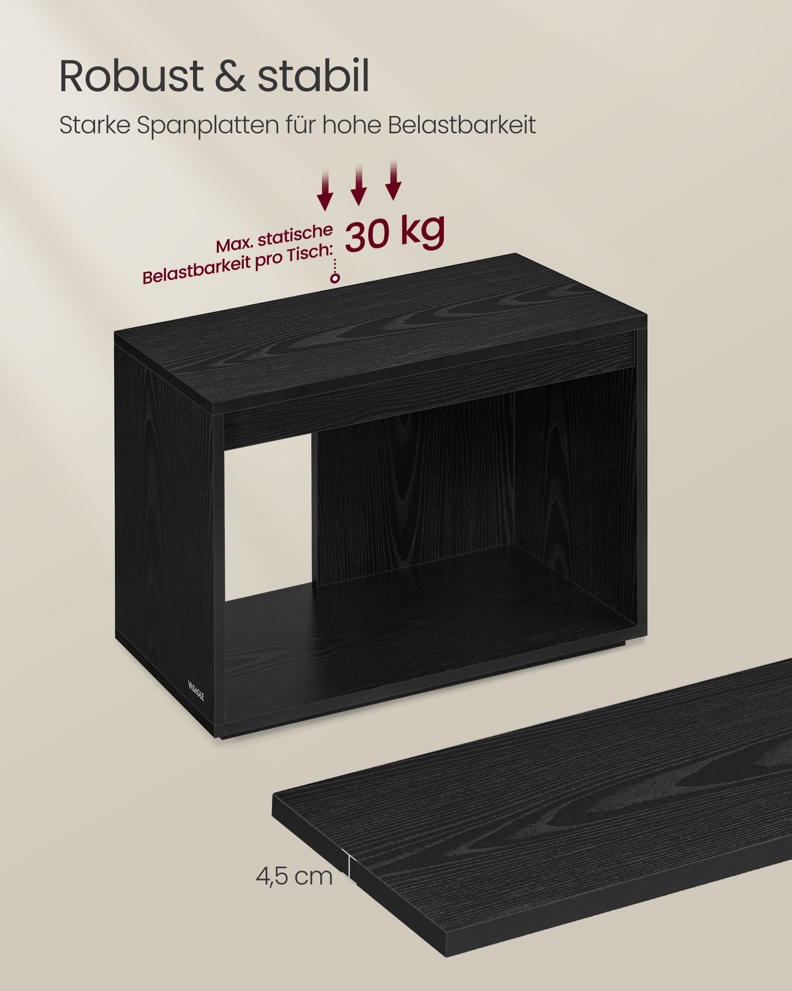 Soffbordsuppsättning av 3 med förvaringsutrymme i ebenholts svart
