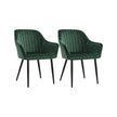 Eetkamerstoelen - Set van 2 - Fluweel - Met Armleuningen - Groen