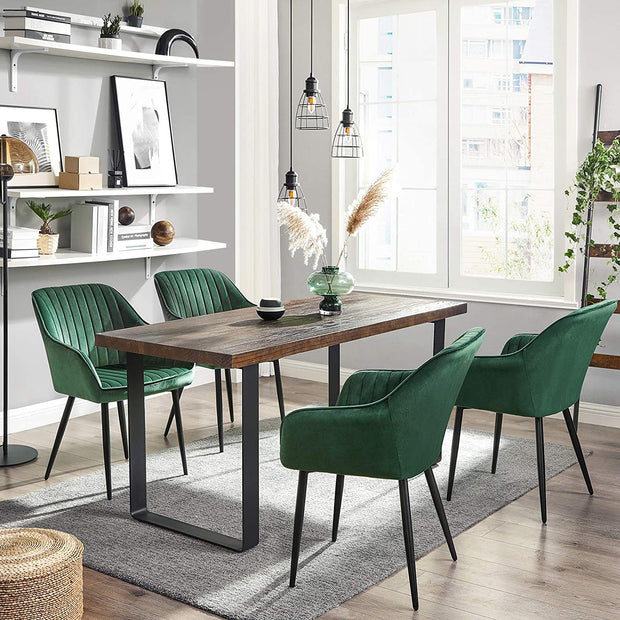 Eetkamerstoelen - Set van 2 - Fluweel - Met Armleuningen - Groen