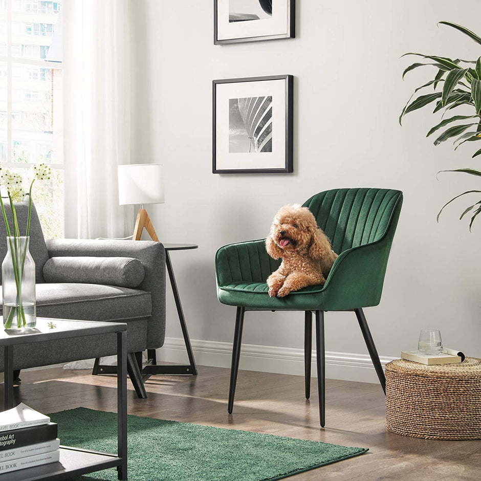 Eetkamerstoelen - Set van 2 - Fluweel - Met Armleuningen - Groen