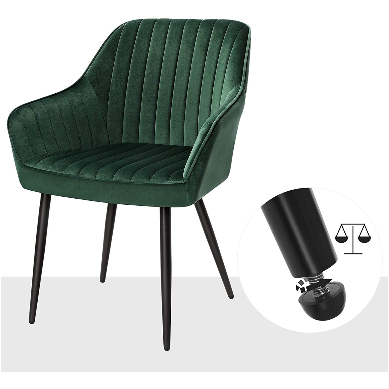 Eetkamerstoelen - Set van 2 - Fluweel - Met Armleuningen - Groen