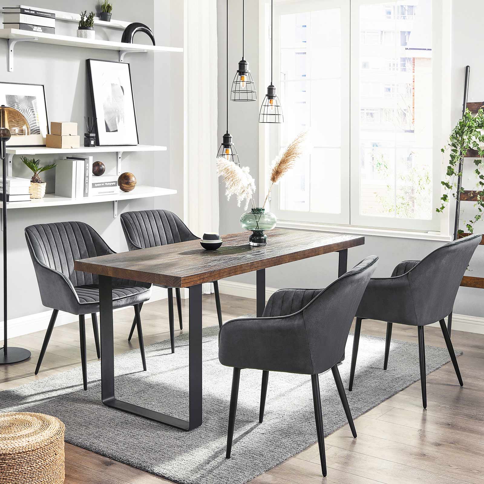 Matsalsstol - Kökstol - Velvet Seat - Metalben - Dark Grey