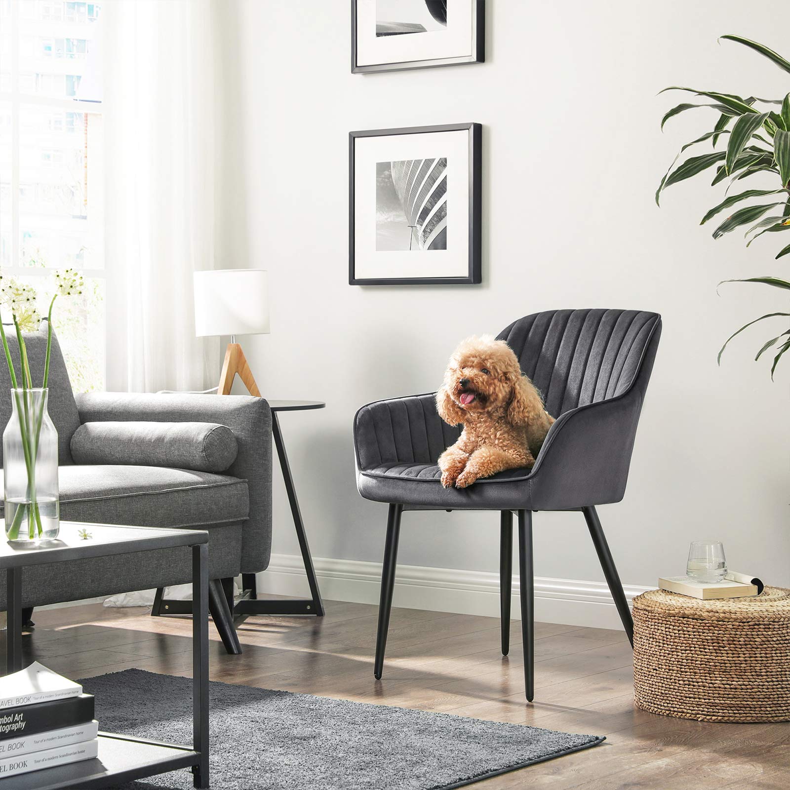 Matsalsstol - Kökstol - Velvet Seat - Metalben - Dark Grey