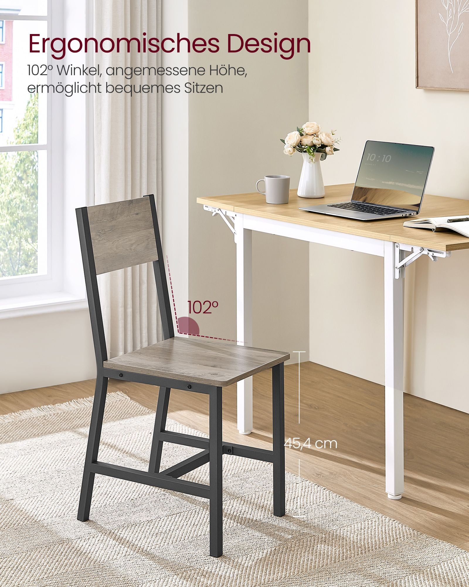 Matsalstolar uppsättning av 2 gråa blandade matt grå