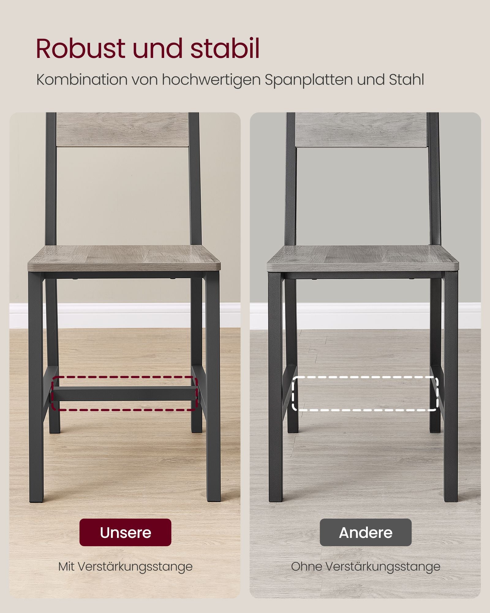 Matsalstolar uppsättning av 2 gråa blandade matt grå