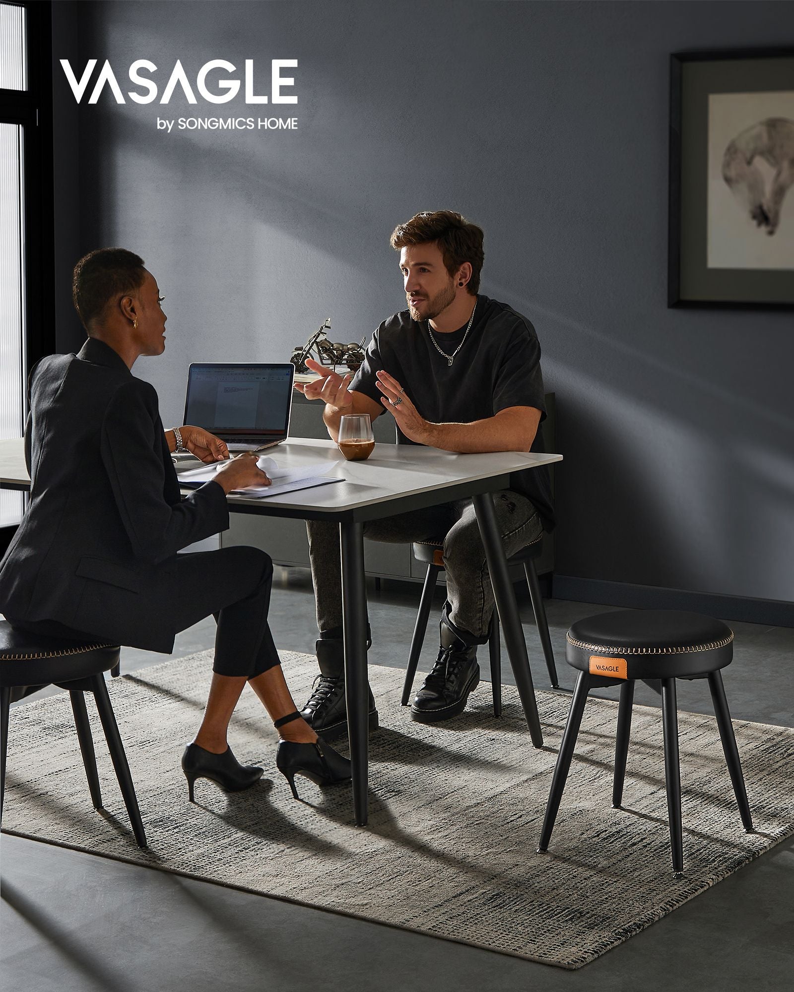 Matsalstolar - Uppsättning av 2 - Ekho -samling - bläck -svart