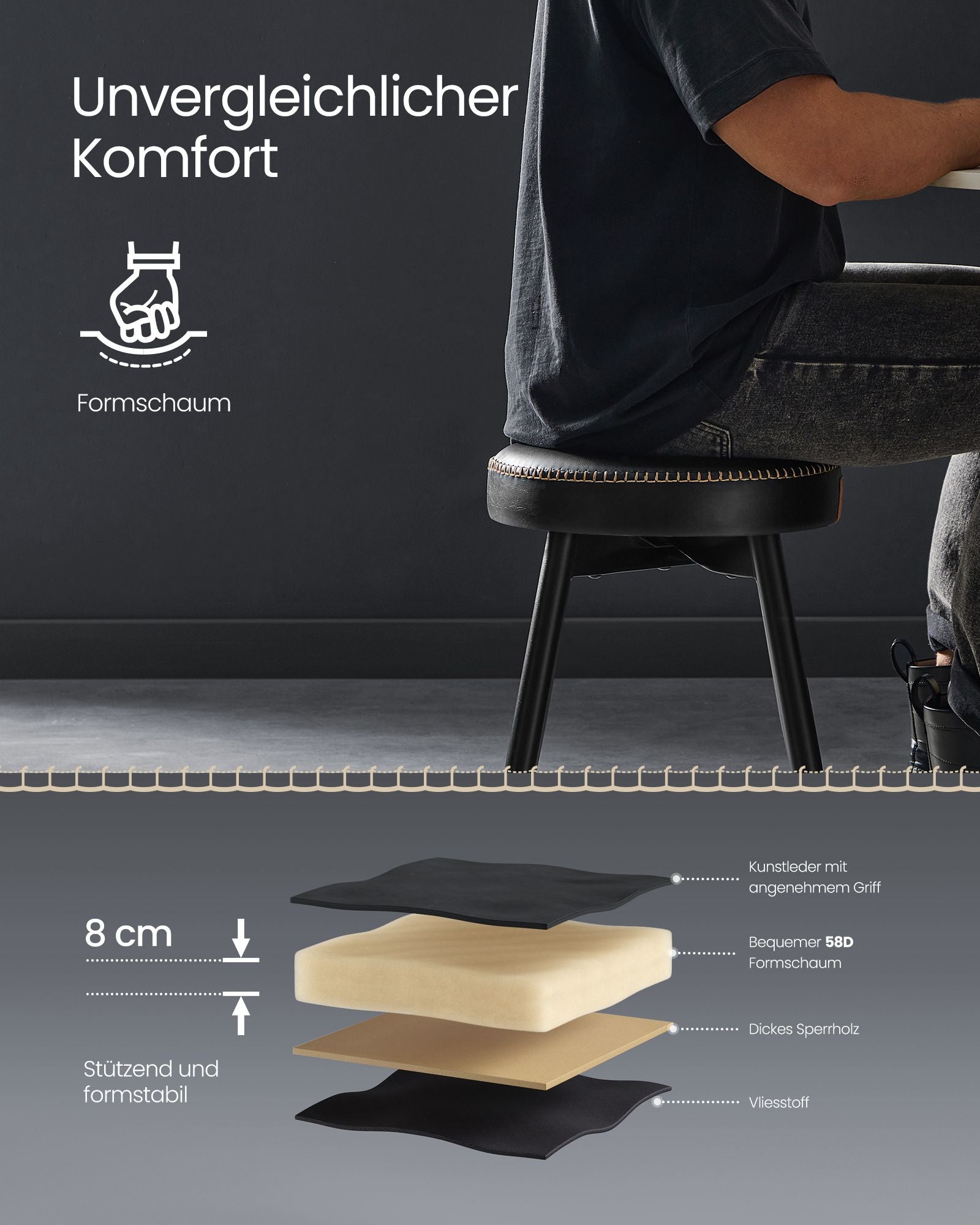 Matsalstolar - Uppsättning av 2 - Ekho -samling - bläck -svart