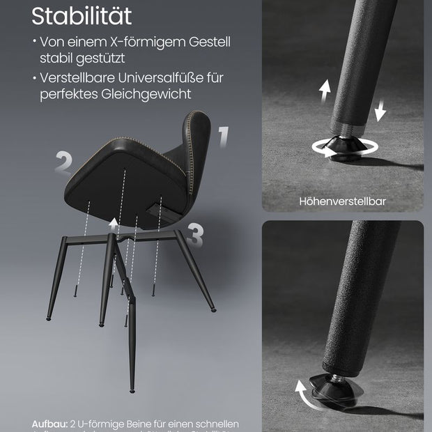 Matsalsstol – Bekväm design – Imiterat läder – Svart