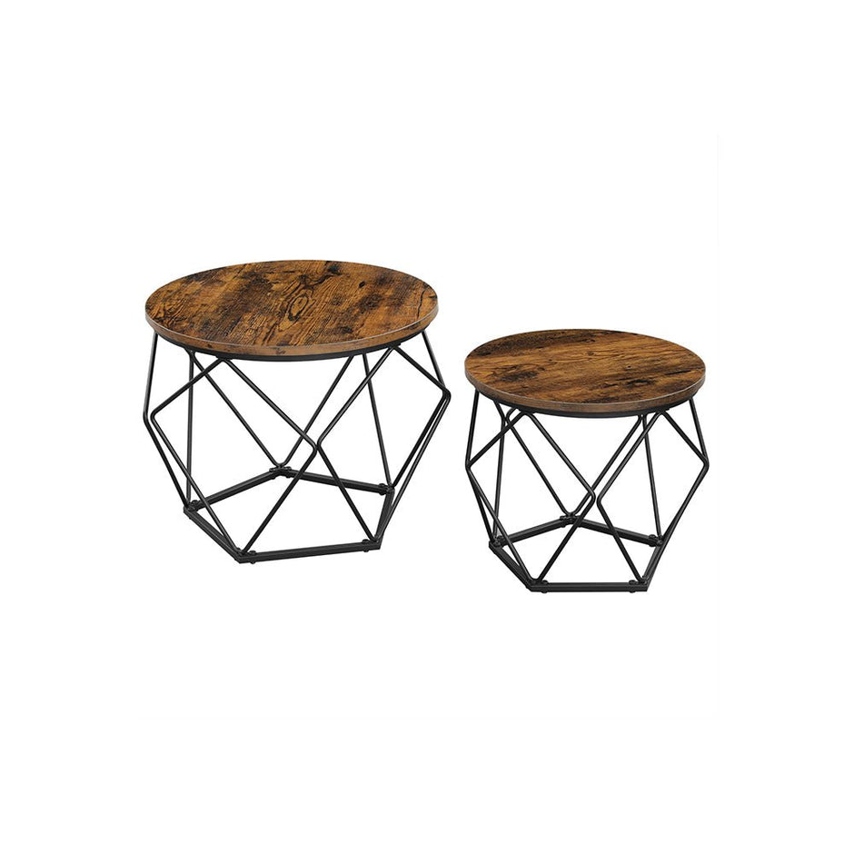 Soffbord – Set om 2 – Industriell – Vintage brun/svart