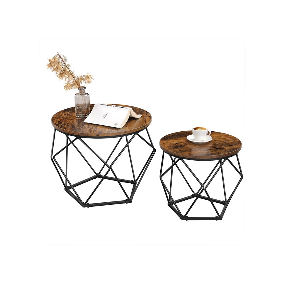 Soffbord – Set om 2 – Industriell – Vintage brun/svart