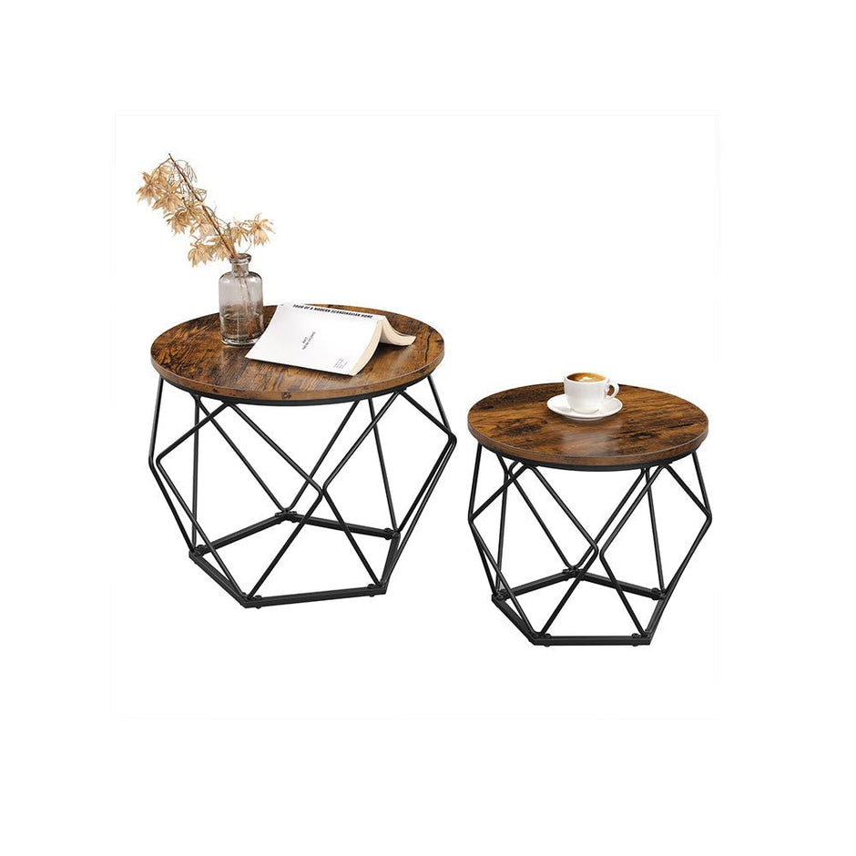 Soffbord – Set om 2 – Industriell – Vintage brun/svart