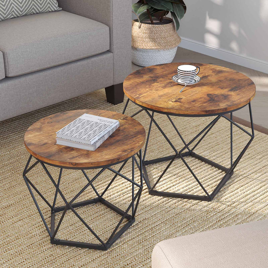 Soffbord – Set om 2 – Industriell – Vintage brun/svart