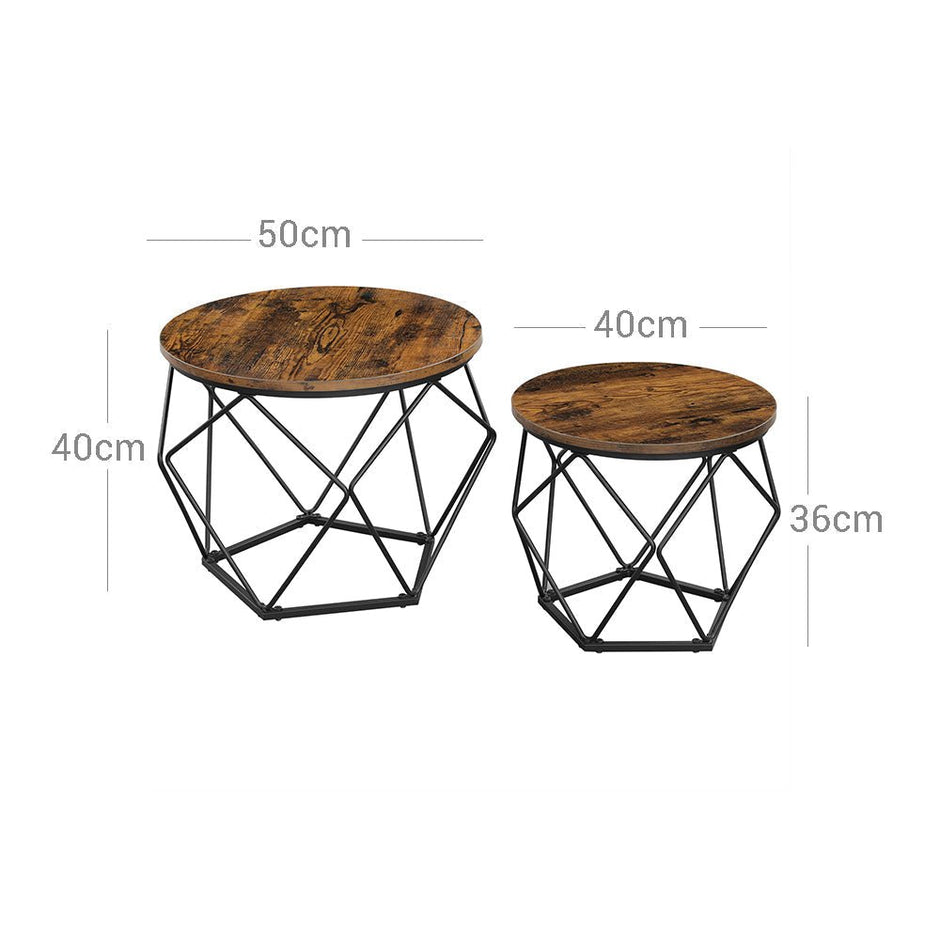 Soffbord – Set om 2 – Industriell – Vintage brun/svart
