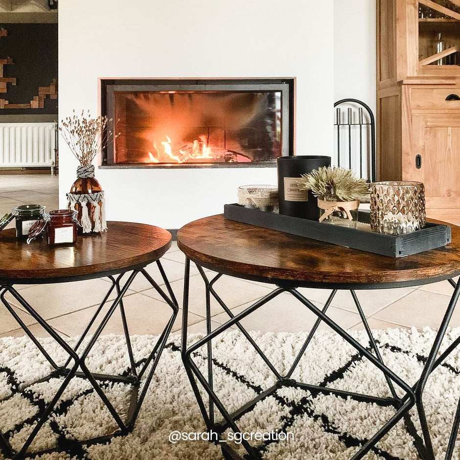 Soffbord – Set om 2 – Industriell – Vintage brun/svart