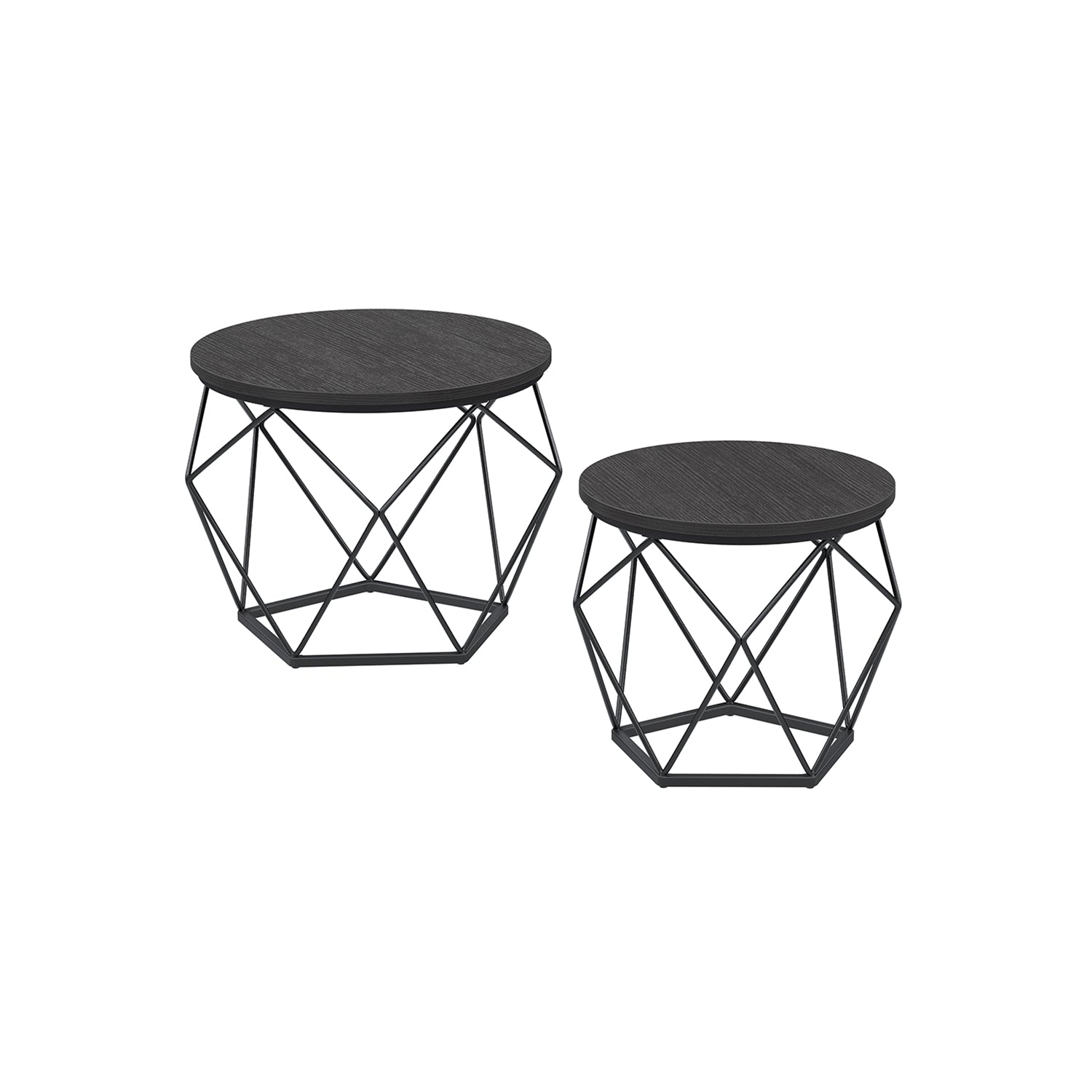 Soffbord – Set om 2 – Industriell – Vintage brun/svart